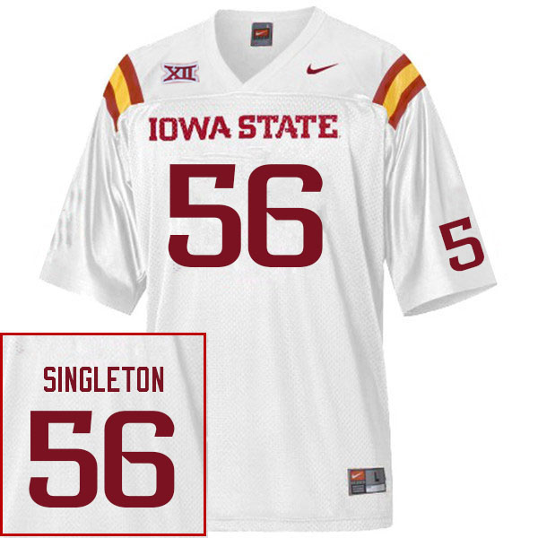 Men #56 J.R. Singleton Iowa State Cyclones College Football Jerseys Sale-White